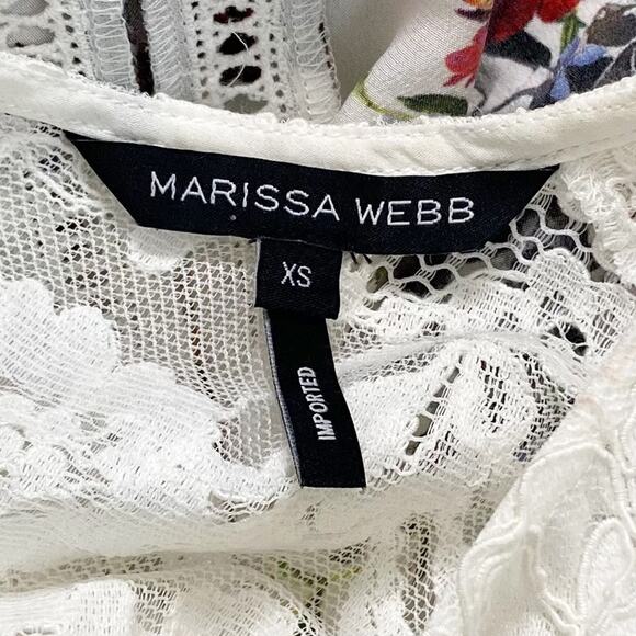 Marissa Webb Imani Floral Print Silk Lace Cutout Midi Dress White Size XS - Picture 4 of 7